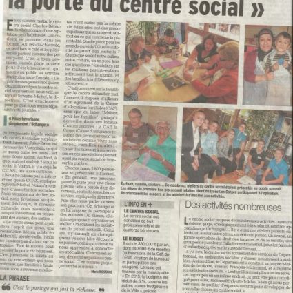 Article du « Dauphiné » : le centre social