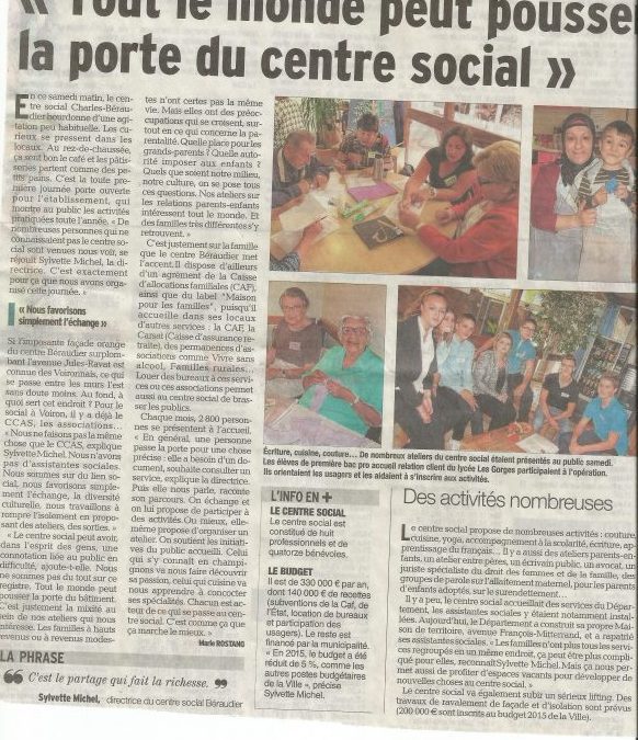 Article du « Dauphiné » : le centre social